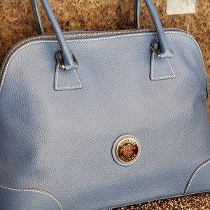 Blue Pebble Leather Domed Satchel Vintage Dooney
